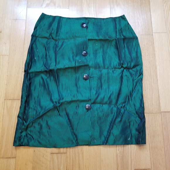 Nine to Five Green Stripe Pencil Skirt - Picture 1 of 5